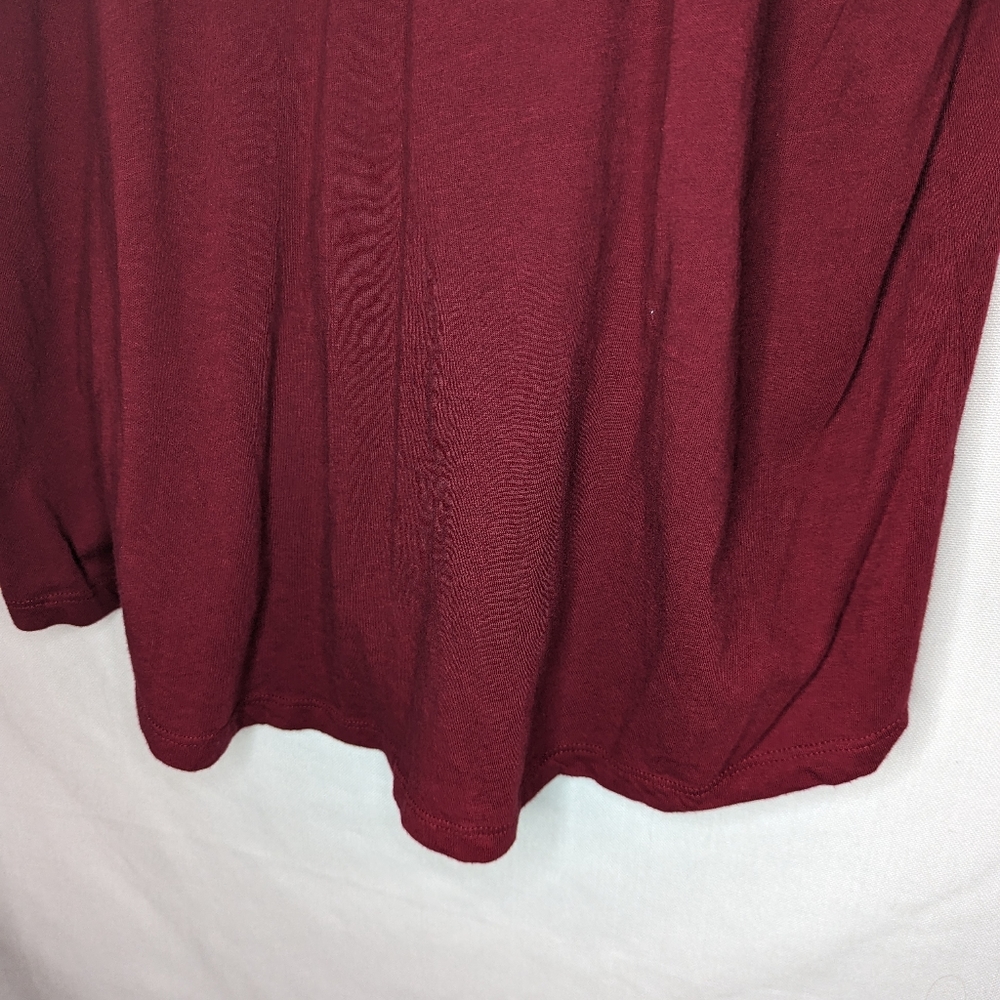 Torrid Heritage Slub V Neck Striped Maroon Football 3/4 Sleeves Tee - Picture 7 of 11